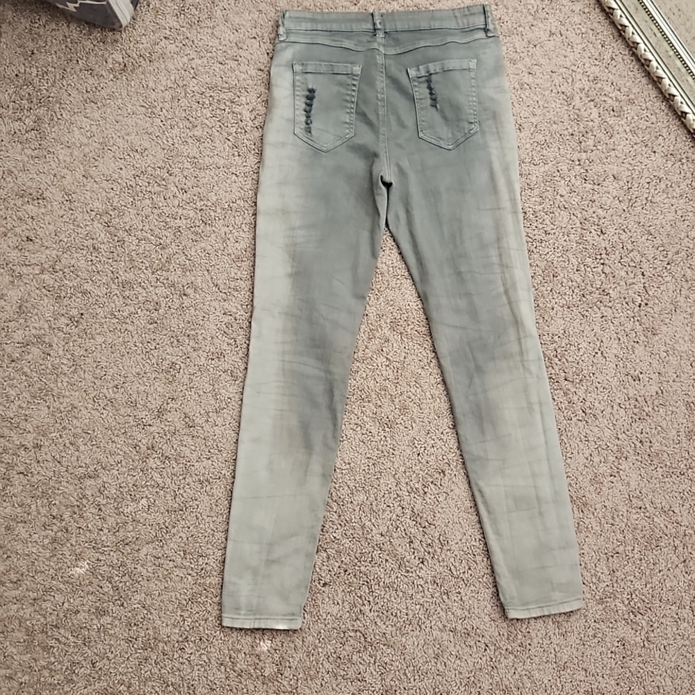 Bisou Bisou faded light/dark gray ripped denim skinny jeans